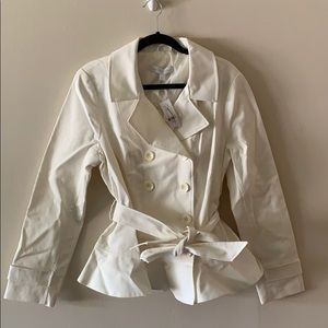 New York & Co. White Peplum Pea Coat NWT Size L